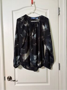 Simply Vera Vera Wang Black Abstract Print Peasant Blouse
